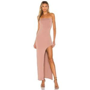 NWT Superdown Toni Strapless Slit Maxi Dress Gown Mocha XS